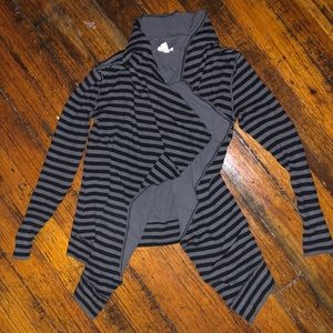 Striped slouchy long wrap sweater